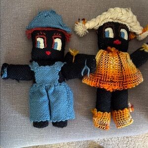 Vintage dolls Handcrafted Knit Dolls Set - Blue and Orange